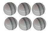 VikingOaksLLC White Cricket Ball, Leather, A Grade Hand-Stitched, Senior Official Hard & Seasoned, for Indoor & Outdoor Practice & Training, 6 Pack (White Leather Ball)