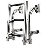 Artilife Stainless Steel Boat Ladder,Boat Foldable Stainless Steel 3 Step Ladder Marine Pontoon Ladder Polished 2 + 1 Step with Rubber Grip & Mounting Screws