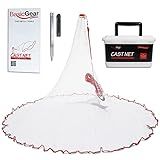 BasicGear Cast Net | Zinc Iron, 4ft Radius, 3/8 inch Mesh for Freshwater and Saltwater Bait Fish | Professional Grade and Upgraded Material | Throw Style