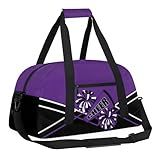 Cheer Kid Duffel Bag Collapsible Sports Gym Bags Travel Weekender Overnight Bag for Girls Boys Personalized Gymnastics Sleepover Bag Purple Black
