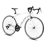 HH HILAND 700C Road Bike, 14 Speeds Sport Bike, Light Weight Aluminum Frame, Racing Bike for Men Women Adult Bicycle White 49 CM Frame