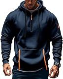 whox Tactical Hoodies For Men Quater Zip Up Pullover Sweatshirt Casual Workout Mens Hoodies with Pockets Navy