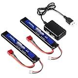 URGENEX Airsoft Battery 7.4V 1500mAh 35C High Discharge Rate Lipo Battery Pack with Dean-Style T Plug Rechargeable 3S RC Lipo with 1TO2 USB Charger Fit for Airsoft Model Guns