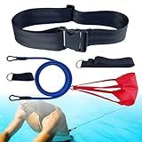 Swimming Resistance Training Set,Swimming Aquatic Resistance Belt,Swim Parachute,Pool Swim Harness Trainer,Stationary Swim Exercise Trainer Set, Swim and Pool Accessory