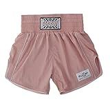 FLUORY Muay Thai Shorts Simple Stylish Boxing Shorts Soft Smooth Nylon Fighting Grapple Workout Shorts(Pink)