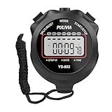 PULIVIA Sports Stopwatch Timer, Single Lap Split Digital Stop Watch for Sports Kids Coaches Swimming Running, Black