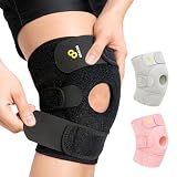 Bracoo Adjustable Compression Knee Patellar Pad Tendon Support Sleeve Brace for Men Women - Arthritis Pain, Injury Recovery, Running, Workout, KS10 (Black)