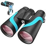 15x55 UHD Binoculars for Adults High Powered with Phone Adapter - Large View, BAK4 Prism, Waterproof, Lightweight for Bird Watching, Hunting, Cruise, Travel, Camping (Blue)