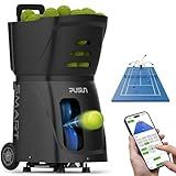PUSUN PT-Smart Tennis Ball Machine: App Control,12 Drills,6-Level Spin,28-Pt,14 Padel Modes,75 MPH,32.6 lbs,100+ Ball, 5H Battery, Portable, for Fitness,Coaches,Solo Practice,Pros,School (Black)