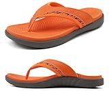 KuaiLu Mens Leather Sport Flip Flops Comfort Orthotic Thong Sandals with Plantar Fasciitis Arch Support for Outdoor Summer