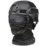 SANYETS Tactical Helmet, Black Airsoft Helmet with Sild Rail,Airsoft Goggles and Balaclava Mask,Airsoft Accessories