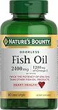 Nature's Bounty Odorless Fish Oil, 1200mg Omega-3 per Serving Including EPA & DHA, Supports Heart Health, Purified to Eliminate Mercury, Coated Softgels, Gluten Free, No Shellfish, 90 Ct
