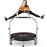 BCAN 40/48" Foldable Mini Trampoline Max Load 330lbs/440lbs, Fitness Rebounder with Adjustable Foam Handle, Exercise Trampoline for Adults Indoor/Garden Workout, Black