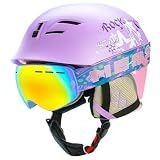 Natuway Kids Ski Snowboard Helmet Goggles Combo from Toddler to Youth Safe | Comfort and Lightweight Safety Young Skier.Adustable Size,6 Color,Winter Outdoors Sports ASTM&CE Certified Age 3-12 Years