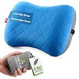 Hikenture Ultralight Inflatable Washable Pillow with Removable Cover for Neck Lumber Support - Upgrade Backpacking Pillow for Camping, Travel, Hiking, Backpacking (Blue)