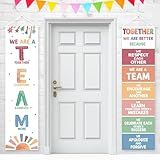2 PCS Classroom Team Banners Back to School Decorations Motivational Teamwork Bulletin Board for Class Teachers Positive Banner of Kindergarten Elementary Middle Bulletin Board Wall Door Decorations