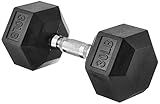 Amazon Basics Rubber Hex Dumbbell for Home Gym with Comfortable Grip, Easy to Hold, Hexagon Shape, 30 Pounds, Single, Black