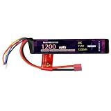 EMEPOVGY 3S Lipo Airsoft Battery 11.1V 1200mAh 20C Rechargeable Lithium Polymer Battery Pack with T Plug for Airsoft Guns Rifle - 2096