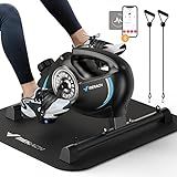 Under Desk Bike Pedal Exerciser, Quiet Magnetic Mini Exercise Bike with MERACH App for Arm, Leg Recovery, Physical Therapy, Smooth Foot Desk Cycle