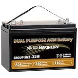 Weize BCI Group 31M Dual Purpose AGM Battery, 240RC 825CCA 12V 110AH Starter & Deep Cycle Sealed Marine & RV Battery