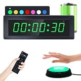GAN XIN Gym Timer Clock with Remote Control & Push Button,7 RGB Color, Programmable Interval Timer, Countdown/Up Stopwatch,Wall Clock for Home Gym Garage,Portable Training Accessories(Battery)