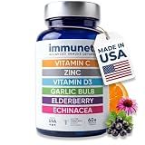 Immuneti Advanced Immune Support – Doctor Formulated 6-in-1 Daily Immunity Supplement – Made in USA – With Vitamin C, D3, Zinc, Elderberry, Garlic & Echinacea - Vital Nutrients & Antioxidants (1)
