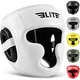 Elite Sports Boxing Headgear Men, Boxing Head Guard Sparring Gear, MMA Headgear Kickboxing Muay Thai Training Helmet, Protective Fighting Gear, Adjustable Face Protection (White)