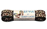 Derby Laces STYLE WIDE 10mm Waxed Lace for Roller Skates, Hockey Skates, Boots, and Regular Shoes (Leopard, 96 Inch / 244 cm)