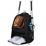 Youth Baseball Bag - Bat Backpack for Baseball, T-Ball & Softball Equipment & Gear, Bat & Glove Holder Gift, Large Main Compartment for Helmet & accessories, Separate Shoes Compartment, Fence Hook