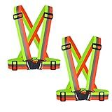 Dairzitv 2 pcs Reflective Vest, Adjustable High Visibility Reflective Safety Straps Gear for Outdoor Jogging, Cycling, Walking, Riding and Pet Walking