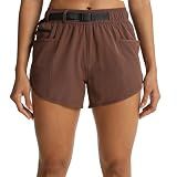 Women's Hiking Shorts with Liner Quick-Dry Workout Shorts(Brown S)