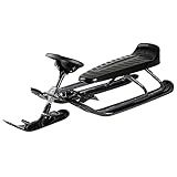 STIGA Snowracer King Size GT Snow Sled with Brake and Steering Wheel for Children and Adults - Grey/Black