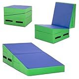 FDW Gymnastics Mat Incline Indoor/Outdoor Tumbling Mats yoga mat for Home Gym Folding Exercise Mat with Non-Slip Surface & Handles Cheese Wedge Mat
