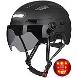 ILM Adult Bike Helmet with LED Front Back Light Bicycle Helmets E3-10L(Matte Black, Large/X-Large)