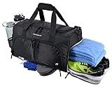 Ultimate Gym Bag 2.0: The Durable Crowdsource Designed Duffel Bag with 10 Optimal Compartments Including Water Resistant Pouch (Black, Medium (20"))
