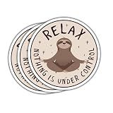 3 Pcs Relax Nothing is Under Control Sticker Chilling Sloth Yoga Stickers, Funny Sarcastic Adults Decal Inspirational Quote - Vinyl Sticker 3 Inches for Water Bottles Laptop Phone Car Helmet Hard Hat