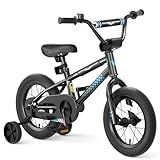 67i BMX Toddler Bike with Training Wheels 12/14/16 Inch Kids Bicycle Boys Girls Age 3-8 Durable Steel Frame Adjustable Seat Coaster Brake Bicicleta para Niños (Black Blue, 12 inch)