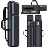 Pool Cue Carrying Case - 4x5 Soft Padded Billiard Stick Bag With Multi-pocket for 4 Butts and 5 Shafts, Accessories (Black)