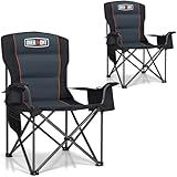 Overmont Oversized Folding Camping Chair - 450lbs Support with Padded Cushion Cooler Pockets - Heavy Duty Collapsible Chairs for Sports Garden Beach Fishing