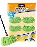 KEEPOW 4 Pack Broom Pads for Baseboard Cleaning Tool – Reusable Microfiber Broom Cloth Covers, Bottom Cleaning Tools Compatible with Brooms Under 16.53×6.29 in, Washable Floor Board Cleaner Tool