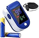 Finger Pulse Oximeter Larger Display Blood Oxygen Monitor with Lanyard | with Lanyard and Batteries Included Fingertip Pulse Oximeter Color: Navy Blue