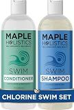 After Swim Shampoo and Conditioner Set - Chlorine Shampoo and Conditioner for Swimmers with Tea Tree and Rosemary Oil - Clarifying Shampoo for Hard Water Chlorine and Saltwater with Replenishing Oils
