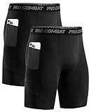 Niksa 1/2 Pack Mens Compression Shorts with Pocket, Performance Spandex Athletic Sports Workout Running Underwear Shorts