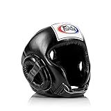 Fairtex Full Head Guard | Premium Handcrafted Headgear with 3-Layer Padding| Lightweight | Sleek Design for Optimal Movement | Extra Protection | Secure Fit with Adjustable Straps (Black-Large)
