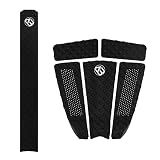 AQUBONA 5 Piece EVA Surfboard Deck Traction Pad Stomp Skimboard Funboard Fish Board (Black(5+1))