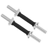 Yes4All Pair of Threaded Dumbbell Handles 14 inch with Collars, Rubber Grip, Fit 1” Plates, Weight Bar Connector