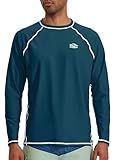 Willit Men's Rash Guard Swim Shirts SPF Water Shirt Long Sleeve UPF 50+ Sun Protection Loose Fit Quick Dry Navy L