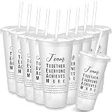 Skylety 24 Pcs Employee Appreciation Gifts Bulk, 24 oz Best Team Tumblers with Lids and Straws for Back to School Teacher Gifts, Thank You Plastic Cups for School Office Coworker Staff (Clear)