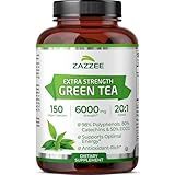 Zazzee Extra Strength Green Tea Extract 20:1, 6000 mg Equivalent, 50% EGCG, 98% Polyphenols, 80% Catechins, 150 Vegan Capsules, Certified Kosher, 5 Month Supply, Antioxidant Support, Made in The USA