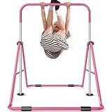 Sportsroyals Gymnastics Bar for Kids,Adjustable Height Gymnastic Horizontal Bars,Folding Gymnastic Junior Training Kip Bar for Home, Pink (Pink)